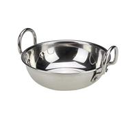 Stainless Steel Balti Dish with Handles Indian Curry Serving Dish Bowl Stainless Steel Karahi Kadai Kadhai Deep Frying Cooking Serving Pot Pan Deep Curry Pan (1, 14.5cm /5.7")