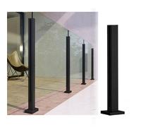 Stainless Steel Balusters Kit - Indoor/Outdoor il with Black Square Glass Railing Posts, Safety Fence Balustrade for Stairs, 10-12mm Spigot Slots (End Post, 120cm)
