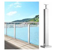 Stainless Steel Balustrade Posts for Round Stairs & Square Rails, Toughened Glass Safety Panels for Balcony & Patio - Commercial Grade, Grey, 115cm