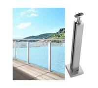Stainless Steel Balustrade Posts for Stairs & Balcony, Round & Square Glass Rail Kits, Toughened Glass Panels, Commercial Grade, Safety Design, Grey, 115cm