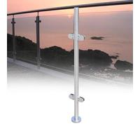 Stainless Steel Balustrade Posts with Glass Clamps & Rubbers - 110cm Outdoor Glass Railing Column for 8-12mm Toughened Glass - il System for Decks & Patios