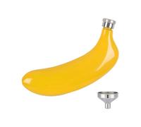 Stainless Steel Banana Shaped Flask for Alcohol Whiskey Portable Liquor Container with Leakproof Cap Coffee Cups Mugs Mug (Yellow, 16x8x3.5cm)