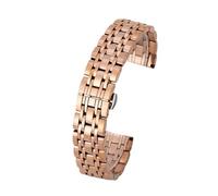 Stainless Steel Band 13mm 15mm 17mm 19mm 21mm 23mm Men's Business Watch Strap(Rose Gold,19mm)
