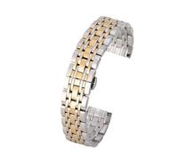 Stainless Steel Band 13mm 15mm 17mm 19mm 21mm 23mm Men's Business Watch Strap(Silver-Gold,19mm)