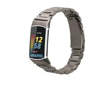 kwmobile Replacement Strap Compatible with Fitbit Charge 6 / Charge 5 Strap - 14-22 cm Stainless Steel Straps - Silver