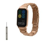 kwmobile Replacement Strap Compatible with Xiaomi Smart Band 8 Active/Redmi Band 2 Strap - 14-22 cm Stainless Steel Straps - Metallic Rose Gold