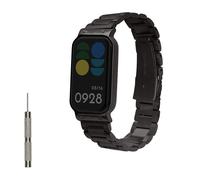 kwmobile Replacement Strap Compatible with Xiaomi Smart Band 8 Active/Redmi Band 2 Strap - 14-22 cm Stainless Steel Straps - Metallic Black