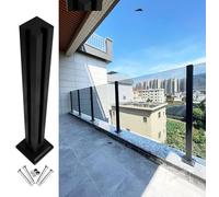 Stainless Steel Banister Rails for Deck & BalconyBlack Balustrade Posts with Glass Panel 304 Stairs Columns 100cm/39.4in Corner Post for Courtyard Safety