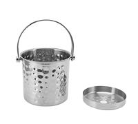 Stainless Steel Bar Ice Bucket, Wine and Champagne Cooler with Double Layer Insulation, Hammered Finish Ice Bucket with Dual Cord Handle for Beer Cocktail Party