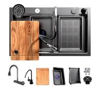 Stainless Steel Bar Sink 85x50cm with Pull Out Faucet & Cup Washer Single Bowl Kitchen Sink Complete Drain Set Included Durable & Easy to Clean