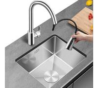 Stainless Steel Bar Sink Pull Out Faucet with Fittings 38x30cm Kitchen Tap Durable Silver Design for Home & Commercial Use