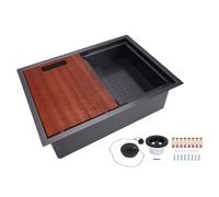 Stainless Steel Bar Sink, Single Bowl Square, 20x15x6in with Cutting Board and Filter - Durable Heavy Duty, Noise Reduction, Ideal for Kitchen and RV Use