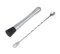 Stainless Steel Bar Tool Set Cocktail Muddler Wine Mixing Twist Double End Spoon Barware Essential Kit for Bartenders Home Bars Restaurants Silver Black