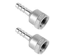 Stainless Steel Barb Hose Fittings, 12mm to 15mm Female Thread Barbed Joint Adapter Pipe Connector Adapter (2 Pack)