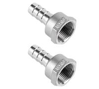 Stainless Steel Barb Hose Fittings, 15mm to 24mm Female Thread Barbed Joint Adapter Pipe Connector Adapter (2 Pack)