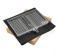 Stainless Steel Barbecue Clamp with Secure Locking Feature for Flipping For Fish Chicken and Vegetables on the Grill (C)