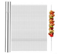 Stainless Steel Barbecue Skewers 35cm with Storage Tube/Rustproof BBQ Kebab Skewers for Grilling Camping Oven/ 20 or 30 Pcs(20pcs)