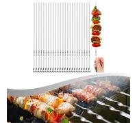 Stainless Steel Barbecue Skewers - 39 Cm Flat Structure for Meat Vegetables Kebabs Rust-Resistant Reusable Grill Skewers Set of 25 for Ideal for Backyard BBQ Camping Outdoor Cooking