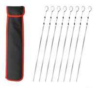 Stainless Steel Barbecue Skewers 8/10 Pack Flat Design for Grilling Reusable Skewers for Meat Fish and Vegetable Kabobs (A)