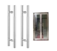 Stainless Steel Barn Door Handles - Durable Mirror Finish for Commercial Glass Doors, 2 Pack