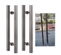 Stainless Steel Barn Door Handles - Pull Push Sliding Hardware for Commercial Glass Doors, Durable Mirror Finish, 2 Pack