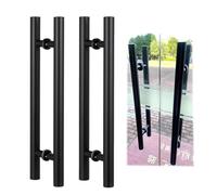 Stainless Steel Barn Door Handles - Pull Push Sliding Hardware for Commercial Glass Doors, Durable Mirror Finish, 2 Pack