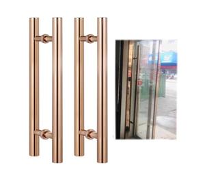 Stainless Steel Barn Door Handles - Pull Push Sliding Hardware for Commercial Glass Doors, Durable Mirror Finish, 2 Pack