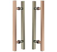 Stainless Steel Barn Door Pull Handles 2 Pack - Rose Gold Finish Double-Sided Entry Door Handles for Hotels Bars Company Use Long 19-47 Inches