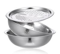 Stainless Steel Basin Drain Basket for Vegetables and Fruits | Mixing, Easy Drainage, Salad Straining, Slice and Shred Tasks, Silver Finish for Home Cooks and Kitchen Use Random Style