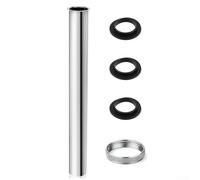 Stainless Steel Basin Pipe Bathroom Sink Siphon Extension with Chrome Drain Connector, 1 1/4 Inch Siphon Fitting Leak-Proof Vanity Basin Waste Connector for