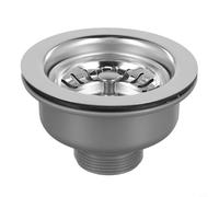 Stainless Steel Basket Strainer with 114mm Sink Flange for Kitchen Sink Waste Drain Compatibility, Fits Standard 83-90mm Opening, Durable PP and Stainless