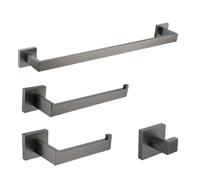 Stainless Steel Bathroom Accessory Set - Towel Holder Toilet Paper Holder Robe Hook Towel Rack Toothbrush Holder Gunmetal Finish - Modern Home nization