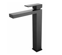 Stainless Steel Bathroom Basin Sink Faucet Deck Mount Square Single Handle Single Hole Cold Hot Water Mixer Washing Tub Crane