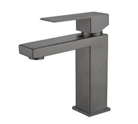 Stainless Steel Bathroom Basin Sink Faucet Deck Mount Square Single Handle Single Hole Cold Hot Water Mixer Washing Tub Crane