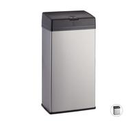 Relaxdays Bathroom Bin, Stainless Steel Indoor Dustin for the Bathroom & Kitchen, Push Function, 6 L, Silver