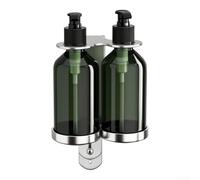 Stainless Steel Bathroom Dispenser for Shampoo(2 holes) | Brushed metal bracket, modern silver finish, fits single or multi-bottle setups, tidy bathroom storage