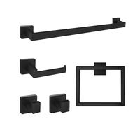 Stainless Steel Bathroom Towel Rack Set - Wall Mounted Towel Bar Toilet Paper Holder Towel Ring & Robe Hook - Bathroom Hardware