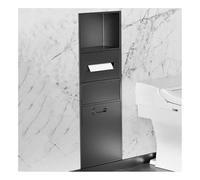 Stainless Steel Bathroom Wall Caddy with Built-In Trash Bin - Sleek Shelf for Efficient Space Management