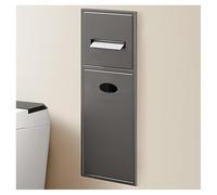 Stainless Steel Bathroom Wall with Trash Can & Two-Tier Shelf - Space-Saving Storage Solution for Small Bathrooms & Modern Decor