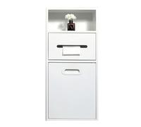 Stainless Steel Bathroom with Removable Door & Trash Can - Customizable Shower Storage Next to Toilet - 23x67cm/9x26in for Parks & Public Restrooms White