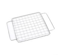 Stainless Steel BBQ Charcoal Grate with 2 Handles | Barbecue Grill Wire Grid Mesh Net | for Outdoor Cooking | Rust-Resistant Kitchen Tool | Silver |(Small grill)