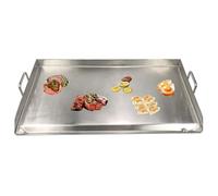 Stainless Steel BBQ Griddle Plate Universal Griddle Plate with Handles and Grease Drain for Charcoal Grill and Most Gas Grills Camping Tailgating Party