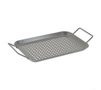 Stainless Steel BBQ Grill Pan Vegetable Basket With Coating Outdoor Cooking Tray For Grilling Fish Shrimp Barbecue Accessories,13.8x7.4inch