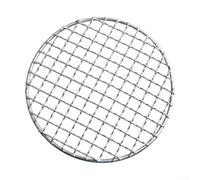 Stainless steel BBQ grill rack with mesh design for holding small ingredients and even heat spread, lightweight and compact for outdoor cooking use (28cm)