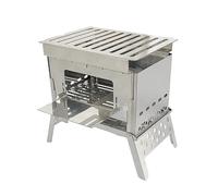 Stainless Steel BBQ Grill Stove Portable Folding Barbecue Firewood Stove Multifunction for Fishing Hiking Survival Cookware Tool