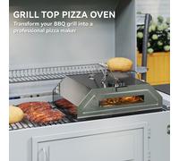 Outsunny Outdoor BBQ Pizza Oven with Thermometer for Gas/Charcoal BBQ Grills