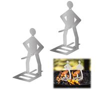 Stainless Steel BBQ Sausage Holder, Creative Standing Man Sausage Barbecue Rack, Novelty BBQ Tool Holder,Portable Hot Dog Roaster Rack, for Outdoor Camping Cooking Accessories (2pcs)