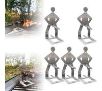 Stainless Steel BBQ Sausage Holder, Creative Standing Man Sausage Barbecue Rack, Portable Hot Dog Roaster Rack, Hot Dog Grill Holder for Outdoor Camping Cooking Accessories (5Pcs)