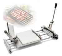 Stainless Steel BBQ Skewer Maker, 8/12 Hole Manual Meat Bamboo Skewer Machine, Adjustable Length for Efficient Batch Kabob Preparation, Fits Bamboo and Metal Skewers