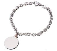 Stainless Steel Beaded Bracelet with Round Disc Charm, Adjustable Chain, Polished Silver Finish(10pcs), Adjustable, Stainless Steel, crystal